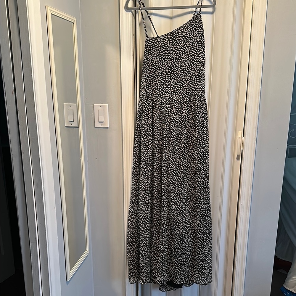 Old Navy Black and White Spaghetti Strap Dress- asymmetrical neckline, summer
